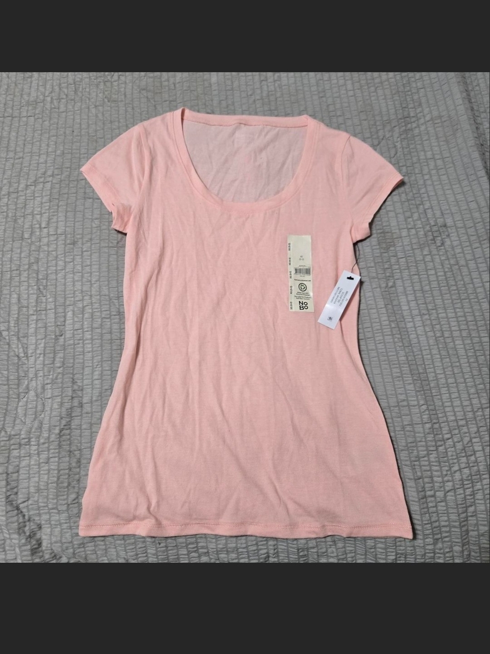 No Boundaries Women's Short Sleeve Scoop Neck Top - Light Pink